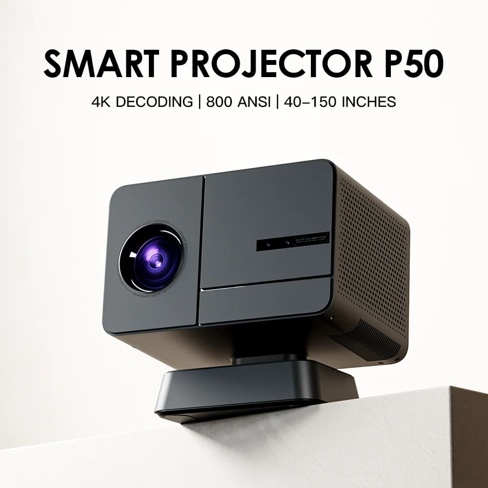 Proiettore Smart P50 Allwinner H713 2GB 16GB WiFi Dual-band BT5.0 Aggiornato 4K Proiettore Portatile per Casa ed Esterni