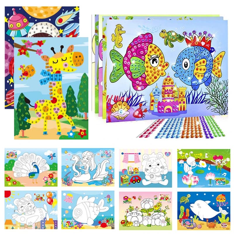 5-20Sheets/Pack Handmade DIY Diamond Stickers Assorted Color Patterns Suitable for Artclass Graffiti Activities Rewards Gift ZYF