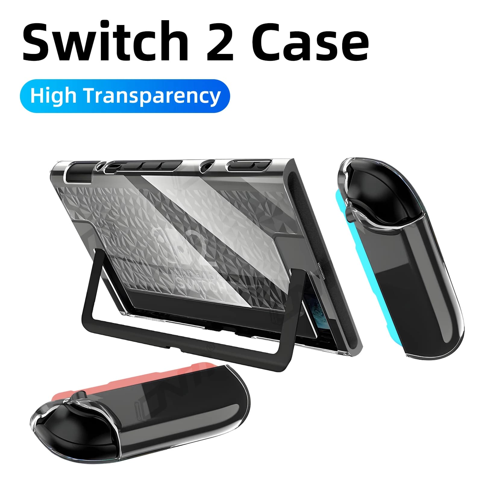 Custodia PC+TPU per Nintendo Switch 2, design diviso, anti-graffio, anti-urto, anti-caduta, trasparente, accessori protettivi