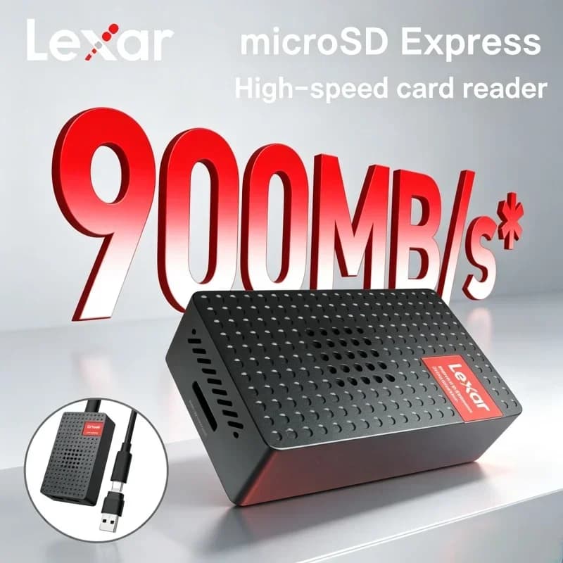 USB3.2 Gen2 microSD Express Card Reader Lexar 900MB/s High‑Speed Adapter With Cooling Fan Compatible UHS‑I UHS‑II TF Memory Card