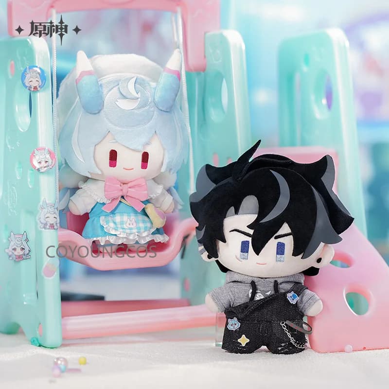 Set Ufficiale di Bambole dell'Infanzia di Teyvat da Genshin Impact, Peluche Wriothesley Sigewinne con Abiti Intercambiabili, Carta Fotografica in PVC da Collezione