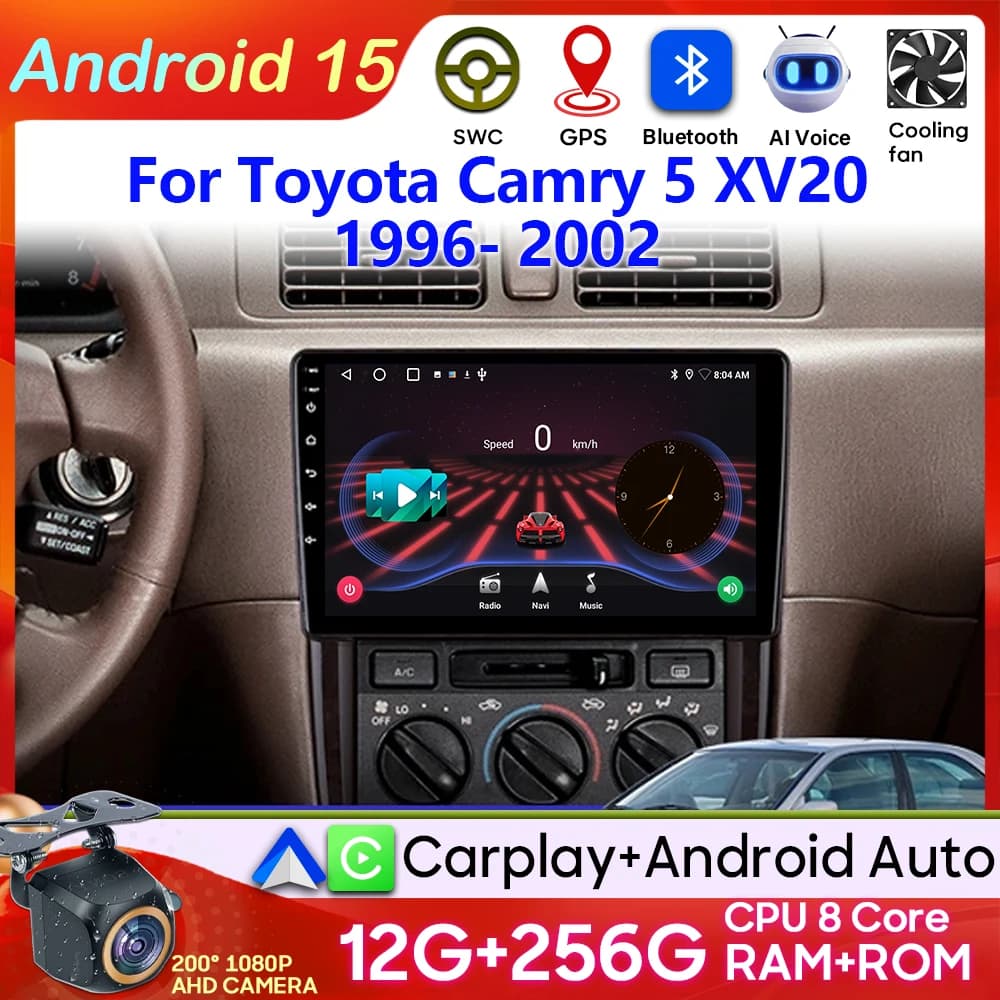 Car Radio Android 15 Android Auto For Toyota Camry 5 XV20 1996- 2002 GPS No 2din Multimedia Player Stereo Navigation Car Carplay