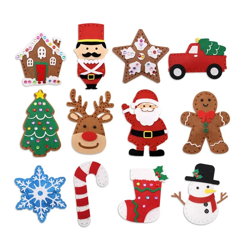 Nuovo Kit da cucito per bambini feltro natale artigianato fai da te ragazze ragazzi cucito educativo Kit per artigianato artistico per bambini principianti feltro per bambini cucito