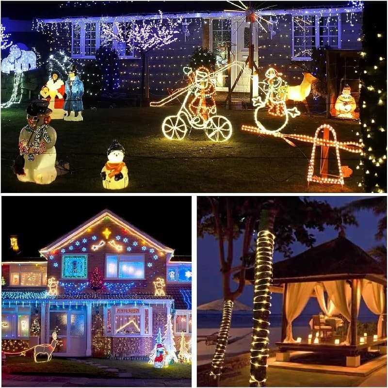 Corda a tubo solare Impermeabile per esterni LED Fata Luce Decorazione natalizia Luce a corda per recinzione da giardino Cortile Balcone