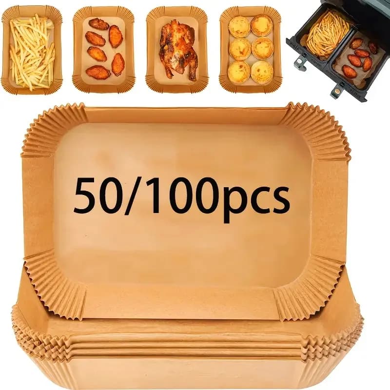 50/100 pieces of rectangle paper for air fryer, easy cleaning, healthy cooking, suitable for air fryer pots
