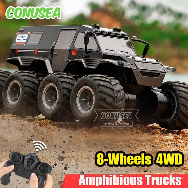 JJRC Rc Auto Radiocomandata 8 Ruote Off Road Veicolo acrobatico anfibio Q137 Camion da arrampicata da corsa ad alta velocità Giocattolo per bambini Ragazzi