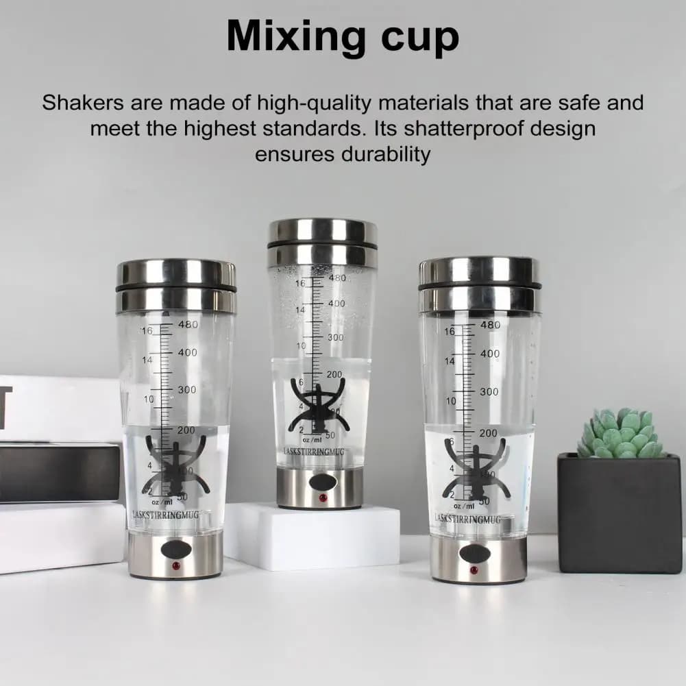 Durable Shaker Bottle 500ml Automatic Mixing Cup Portable Electric Protein Shaker Bottle High Speed Powder Blender for Fitness