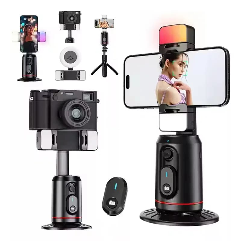 FANGTUOSI Nuovo Selfie Stick Rotazione a 360° Follow-up Stabilizzatore Gimbal Monopiede Desktop Tracking Gimbal con telecomando per Tiktok Live