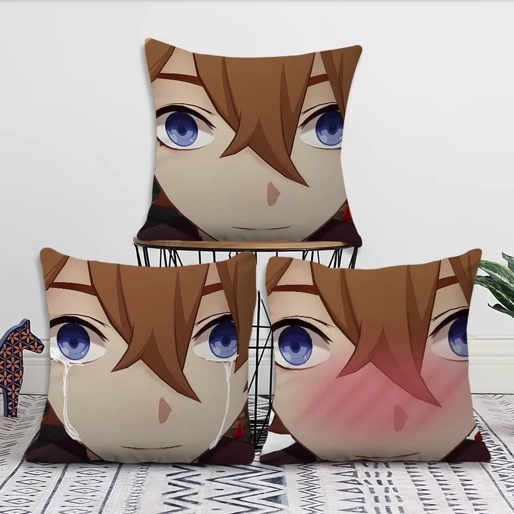 Childe Genshin Impact meme cushion cover Pillow Case Plush Fabric Soft Double Sided Print Sofa Cushion Cover Throw Pillow Covers
