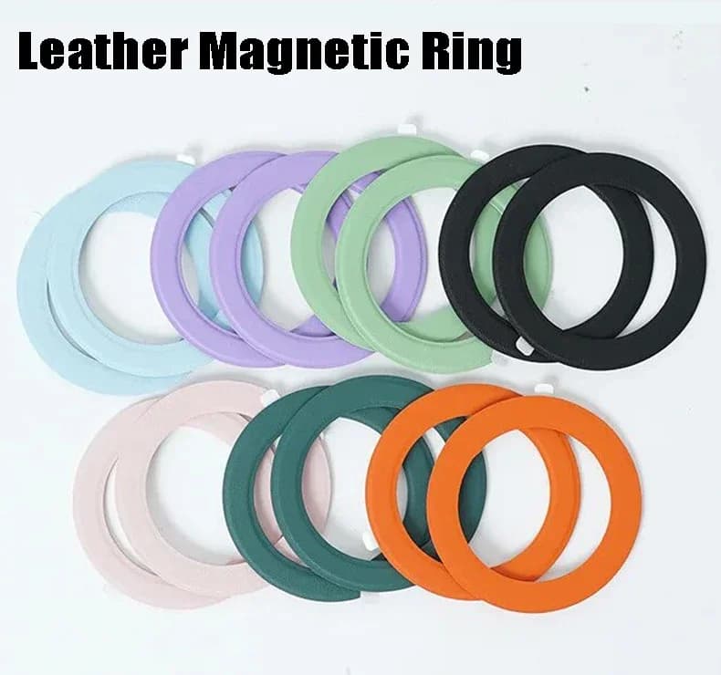 Anello magnetico universale in pelle per custodia per telefono Magsafe Supporto adesivo in metallo Caricatore wireless Supporto per auto con magnete in lamiera di ferro