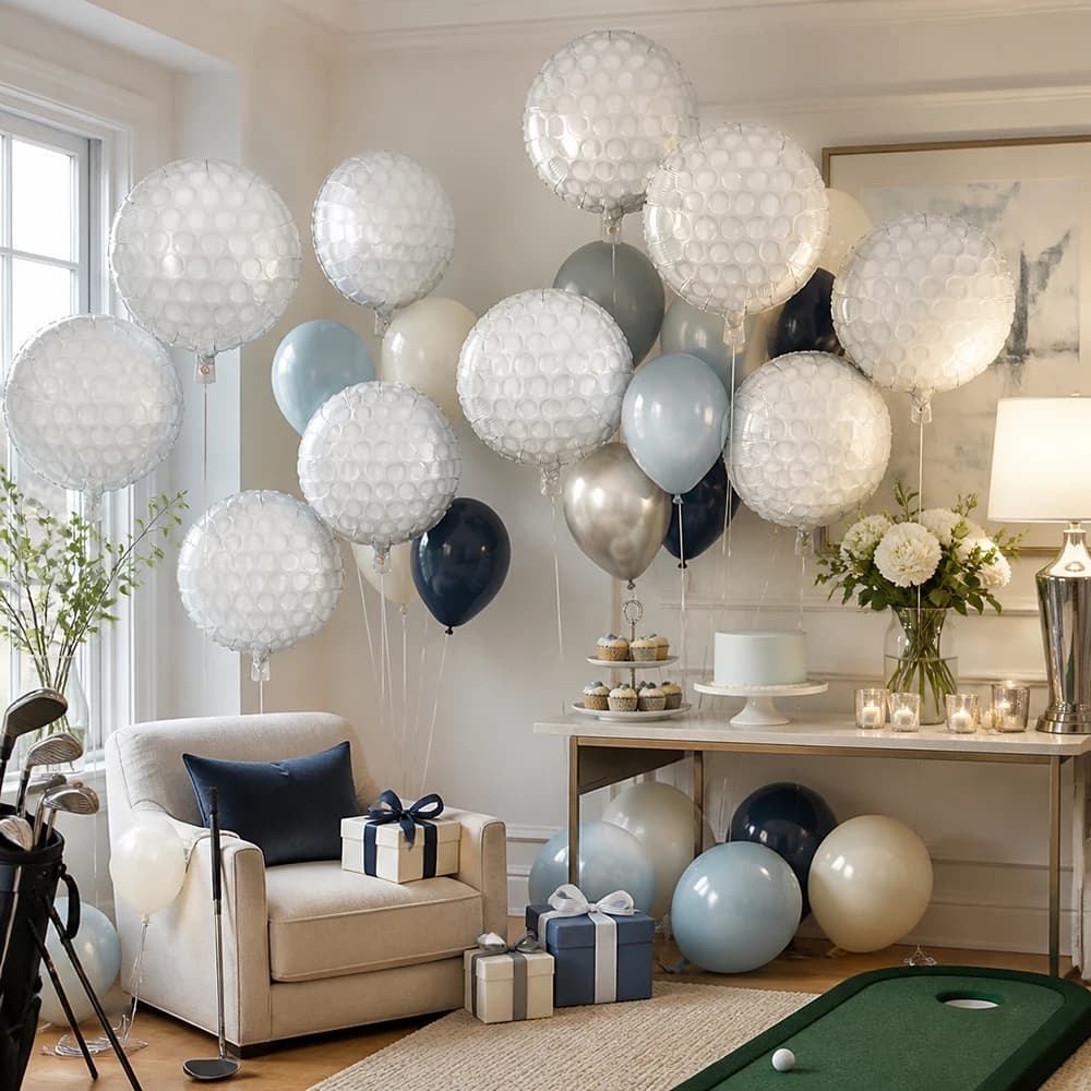 18Inch 12Pcs Golf Ball Balloon Themed Party Foil Balloons Birthday Party Golf Course Decorative Props Balloon Supplies