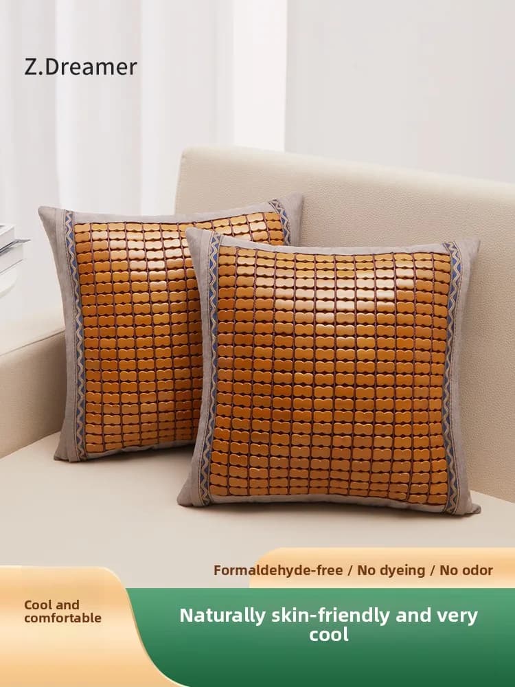 Zhimengren Bamboo Mat Pillow Office Chair Back Support Summer Cooling Pillow Square Shape Home Decorative Cushion for All Ages