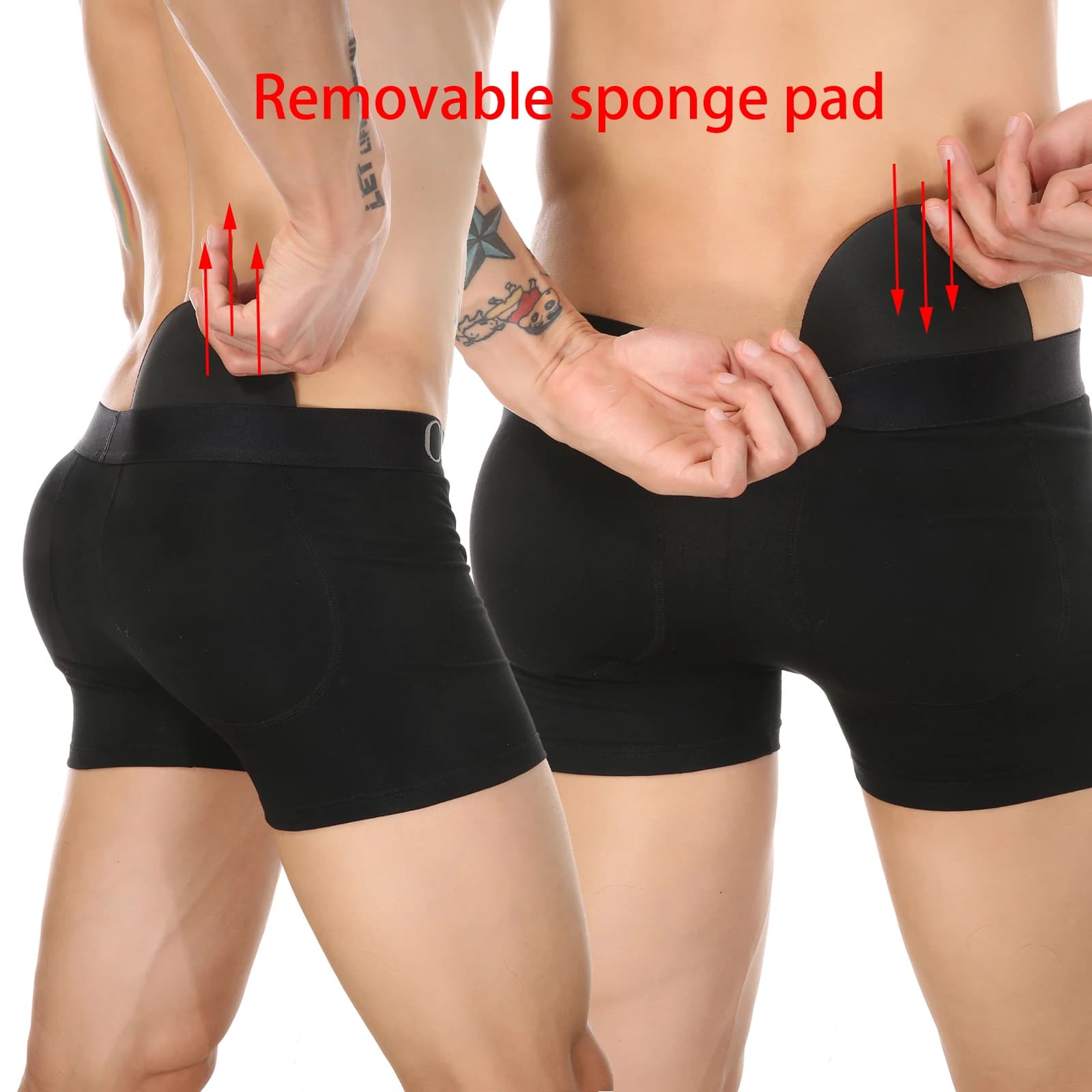 CLEVER-MENMODE Boxer da uomo in cotone rimovibile spugna pad Butt Lift mutande pantaloncini da allenamento sportivo boxer biancheria intima da bicicletta