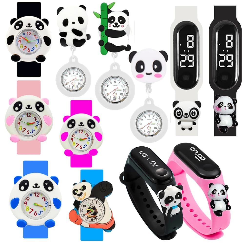 Orologio per bambini con panda cinese, orologio educativo per l'apprendimento del tempo, braccialetto giocattolo impermeabile per ragazzi e ragazze.
