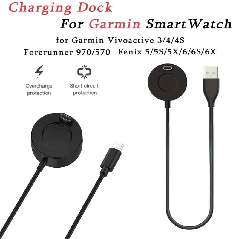 Base di Ricarica per Garmin Fenix 5 5S 5X 6 6S 6X 6Pro 7 7X Plus 8 / Venu 2 2S Sq Vivoactive 3 4, Stazione di Ricarica con Cavo
