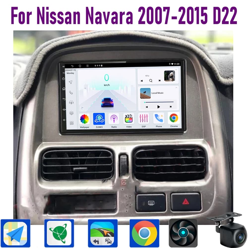 GPS 7 "4 + 64GB Per Nissan Navara 2007-2015 D22 Autoradio Controllo del Volante Google Map Stereo Wifi Immagine di Retromarcia 2DIN BT