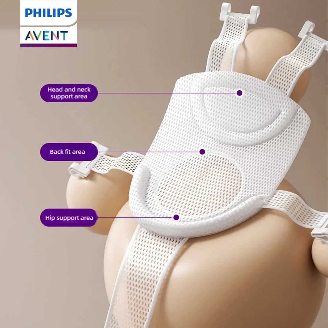 Philips Avent Tappetino da bagno per bambini Tappetino da bagno regolabile per neonato Cuscino da bagno Cuscino antiscivolo a forma di croce Vasca da bagno Doccia Culla Sedile da letto