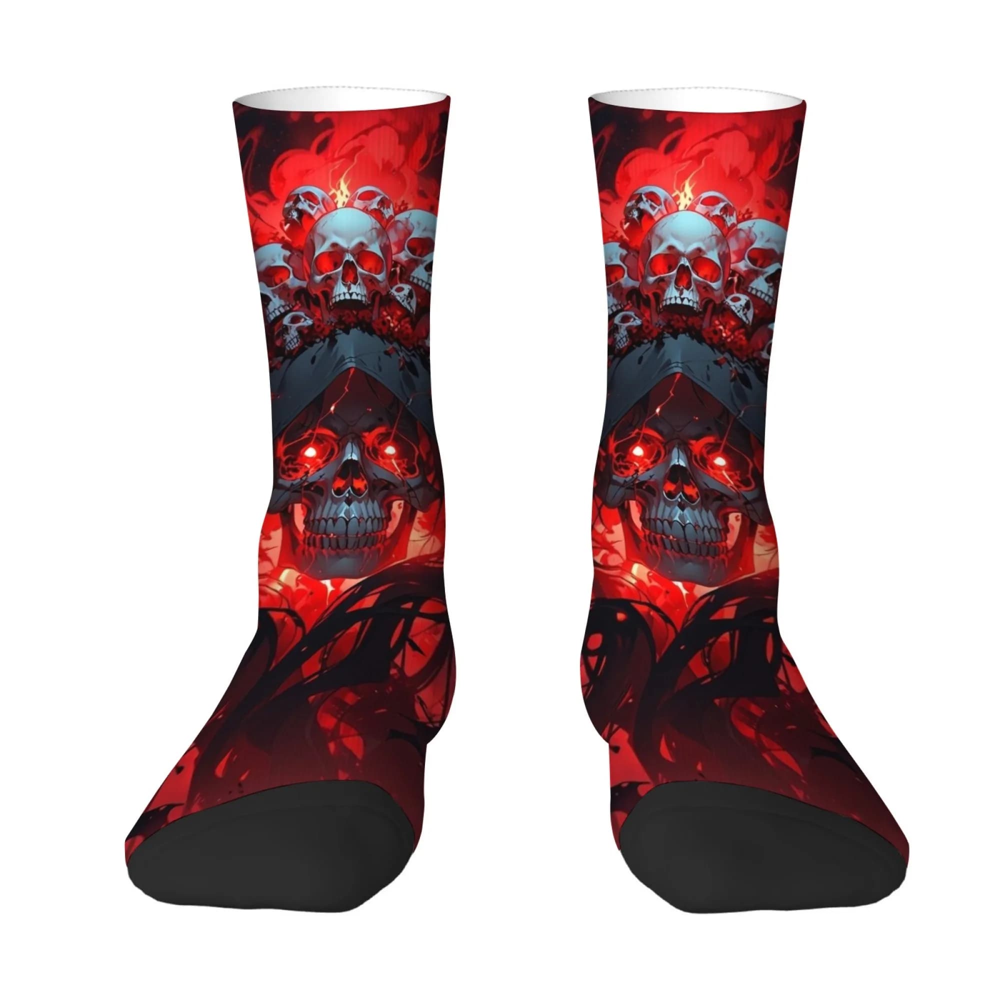 Men's Socks with A Terrifying Flame and Skull Print Comfortable and Skin-friendly Socks Stylish and Fun Harajuku Style Socks