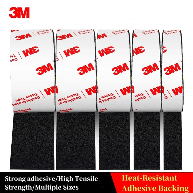 Adesivo biadesivo nero 3M 5M 16-30mm Nastro posteriore con chiusura a strappo resistente alle alte temperature e senza traccia