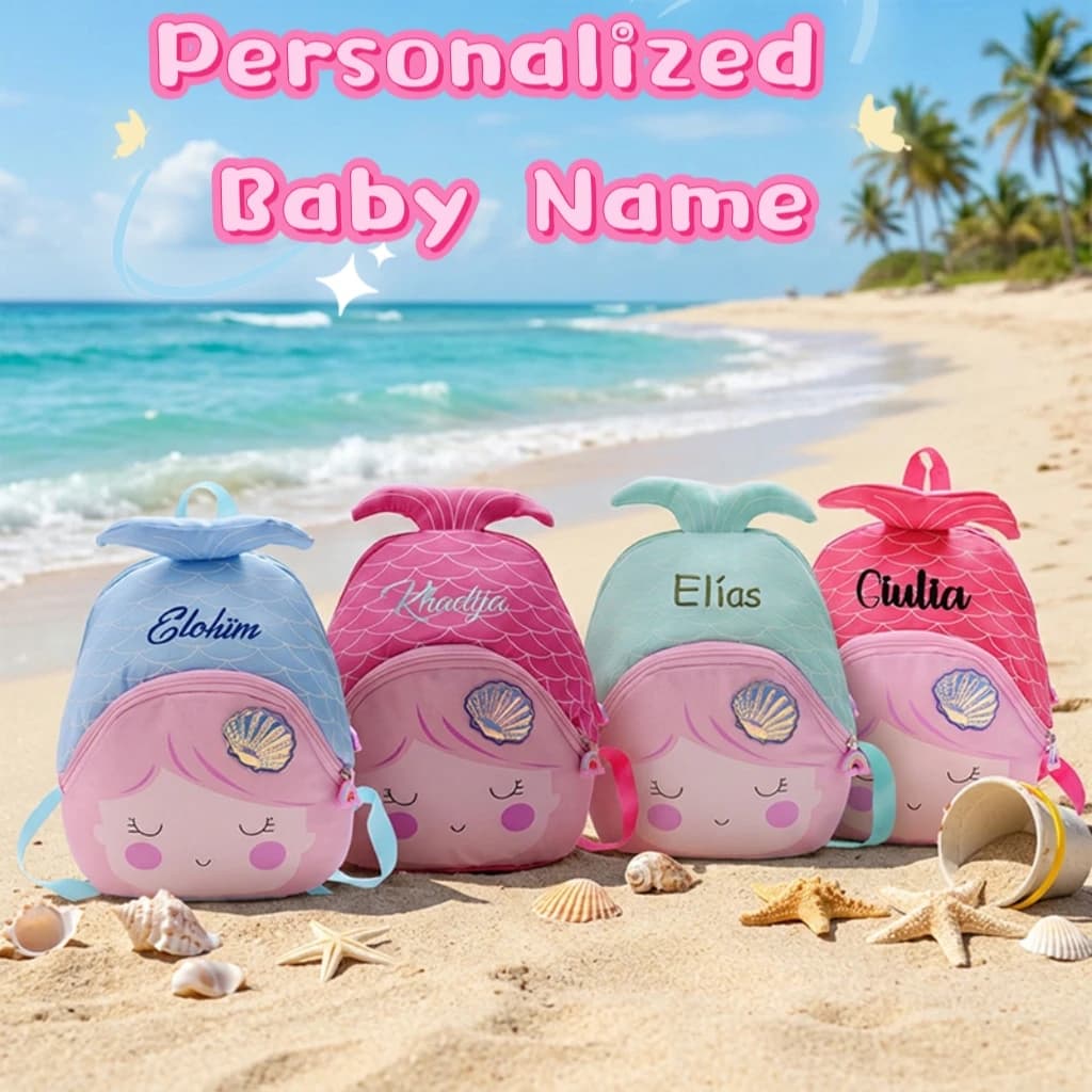 Personalized Embroidered Name Mermaid Toddler Backpack Lightweight Preschool School Bag Back To School Travel Gift Girls Boys