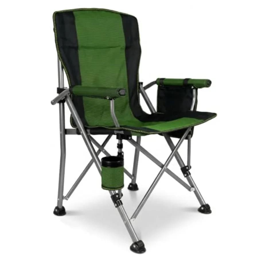 Sedia da Campeggio Oversize 400LBS Ultra Resistente, Sedia Pieghevole Portatile con Braccioli Imbottiti, Portabicchieri e Borsa Portaoggetti, per Esterni