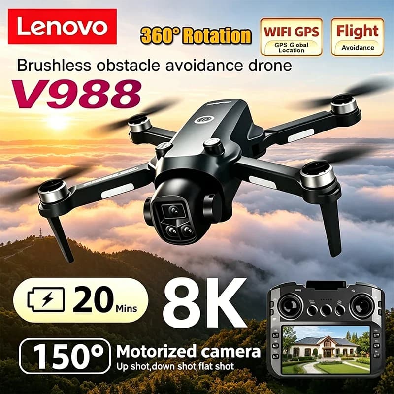 Drone con Telecamera Lenovo V988 8K Professionale, Drone 4K con Schermo Sotto i 249g, Quadricottero RC Brushless con Telecomando, Nuovo Giocattolo