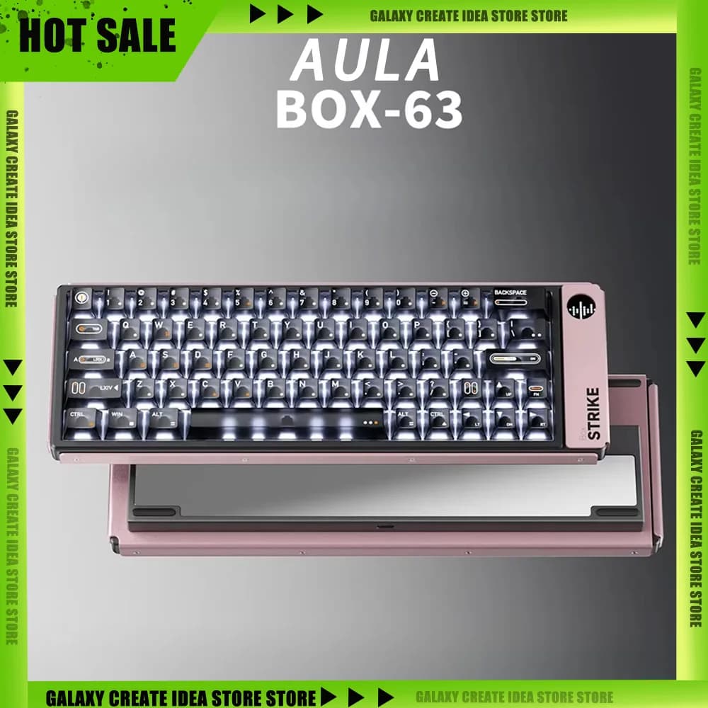 AULA BOX63 Wired Magnetics Switch Keyboard Aluminium Alloy Single-mode RGB 8K Return Rate E-sports Gaming Office Keyboard Gifts