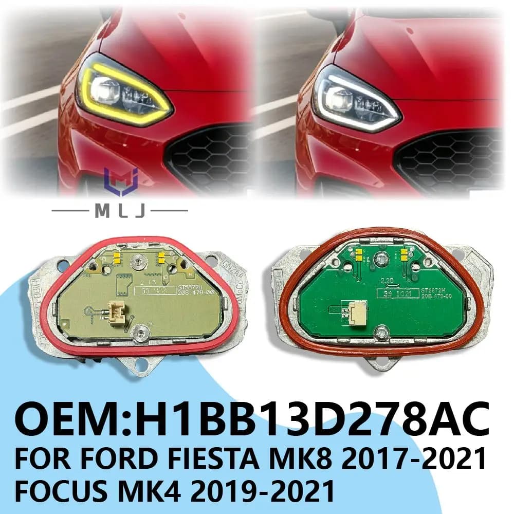 H1BB13D278AC LED DRL Module Yellow For Ford Fiesta MK8 Focus MK4 Transit Custom Puma 2017-2024 Headlight Daytime Running Light