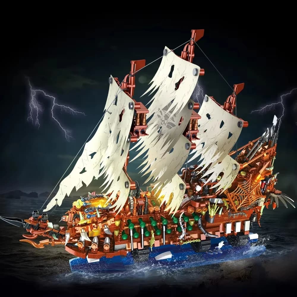 Fantastico set di blocchi di costruzione di navi pirate di grandi dimensioni, giocattoli puzzle creativi, ragazzi e ragazze, regali creativi a tema vela