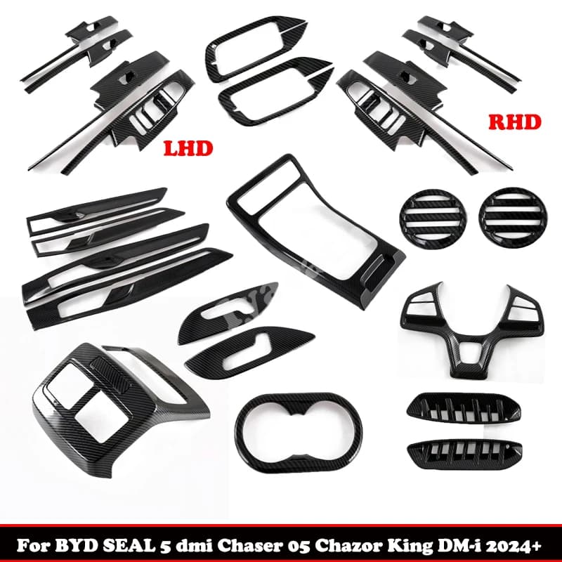 LHD RHD Per BYD SEAL 5 dmi Chaser 05 Chazor King DM-i 2024+ ABS fibra di carbonio Finestra del cambio Pannello di controllo Air Vent Presa di copertura