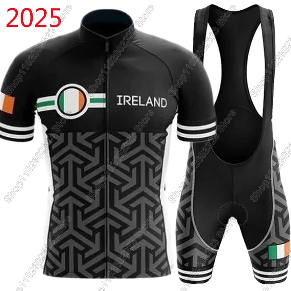 Maglia da ciclismo della squadra nazionale Irlanda 2025 Set Abbigliamento da bicicletta estivo Camicie da bici da strada Completo da bicicletta Pantaloncini con bretelle MTB Ropa Maillot