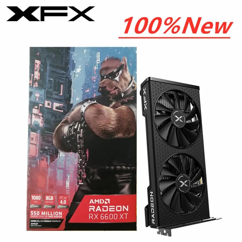 Nuovo XFX RX 6600 XT 6600XT 8GB 6500 XT Scheda grafica GPU Radeon RX6600 RX6600XT GDDR6 Schede video Desktop PC AMD Gioco per computer