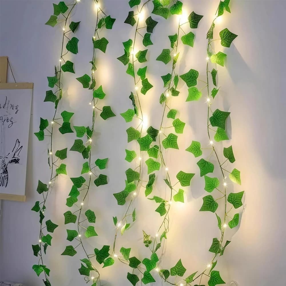 Ivy Fairy Lights Indoor 2/5/10m Ivy Garland with Fairy Lights Battery Operated Waterproof Christmas Lighting for Room Outdoor