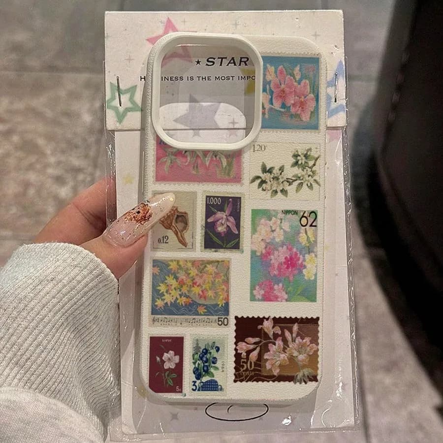 Lichee Model Phone Case with Vintage Printed Stamps for Xiaomi 15 Xiaomi 14T Pro 14 13 13T Shock-resistant Soft Bumper Cover