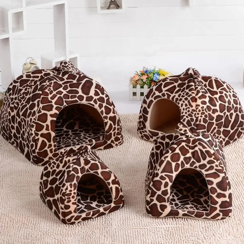Cuccia Morbida a Forma di Fragola e Leopardo per Cani e Gatti, Tenda, Cuccia Invernale Calda, Cuscino, Cesto, Letto per Animali, Grotta, Accessori per Animali Domestici