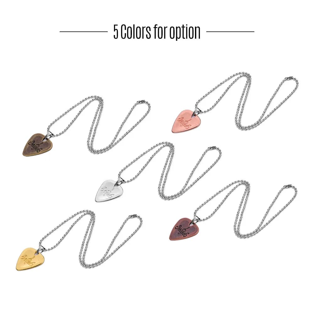 guitar pick stainless steel Metal Guitar Pick Necklace Zinc Alloy 1.2mm Thickness with Ball Chain