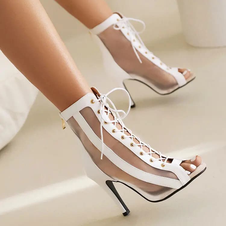 Stivali da donna fetish con tacco esotico da 11 cm e plateau da 9,5 cm, stile punk jazz, per danza e spettacoli in discoteca, con plateau intrecciato da 4,3 pollici.