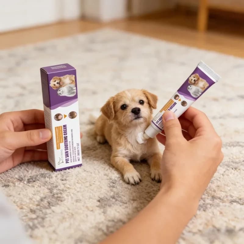 Crema per la Cura della Pelle degli Animali Domestici, Sollievo per Pelle Secca e Pruriginosa, Lozione Lenitiva Anti-Prurito, Trattamento per Allergie, Trattamento per Punti Caldi, Cura della Pelle Sensibile