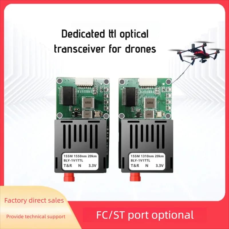 Drone Fiber Optic Module TTL Fiber Optic Transceiver Optic Port FC Interface Module UART/SBUS to Fiber Optic