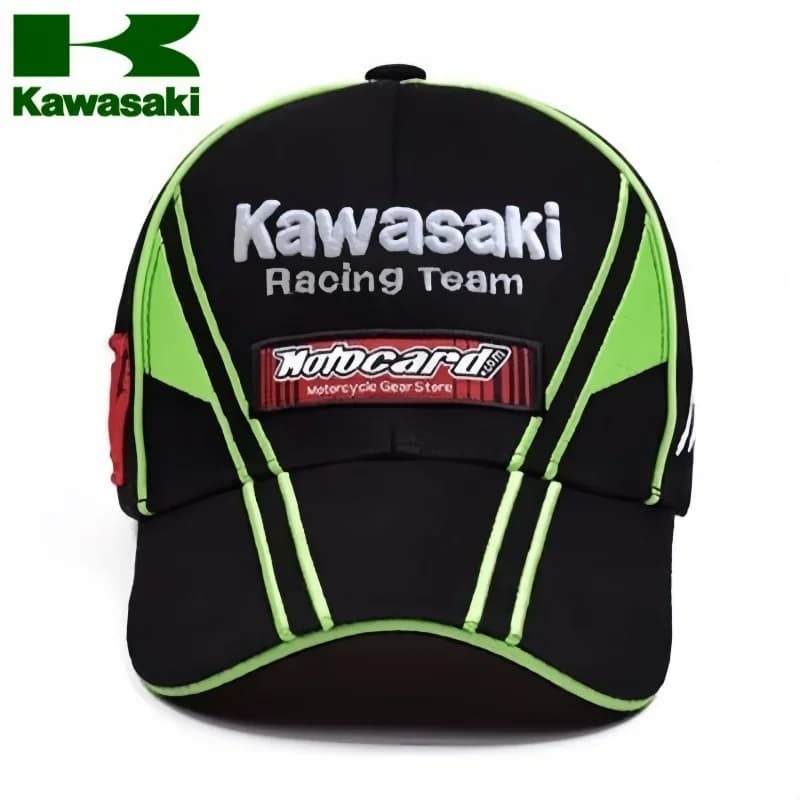 Berretto da baseball da motociclista Kawasaki Racing Cappello da sole regolabile traspirante estivo Copricapo da donna per sport all'aria aperta da uomo