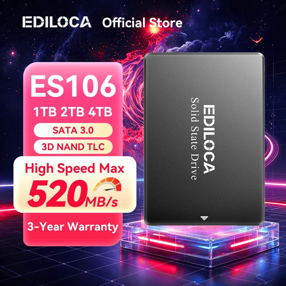 Ediloca ES106 M.2 SATA SSD 6Gb/s NVME 550 MB/s 3D NAND TLC Internal Hard Drive for Ultrabooks Tablet Computers and Mini PCs