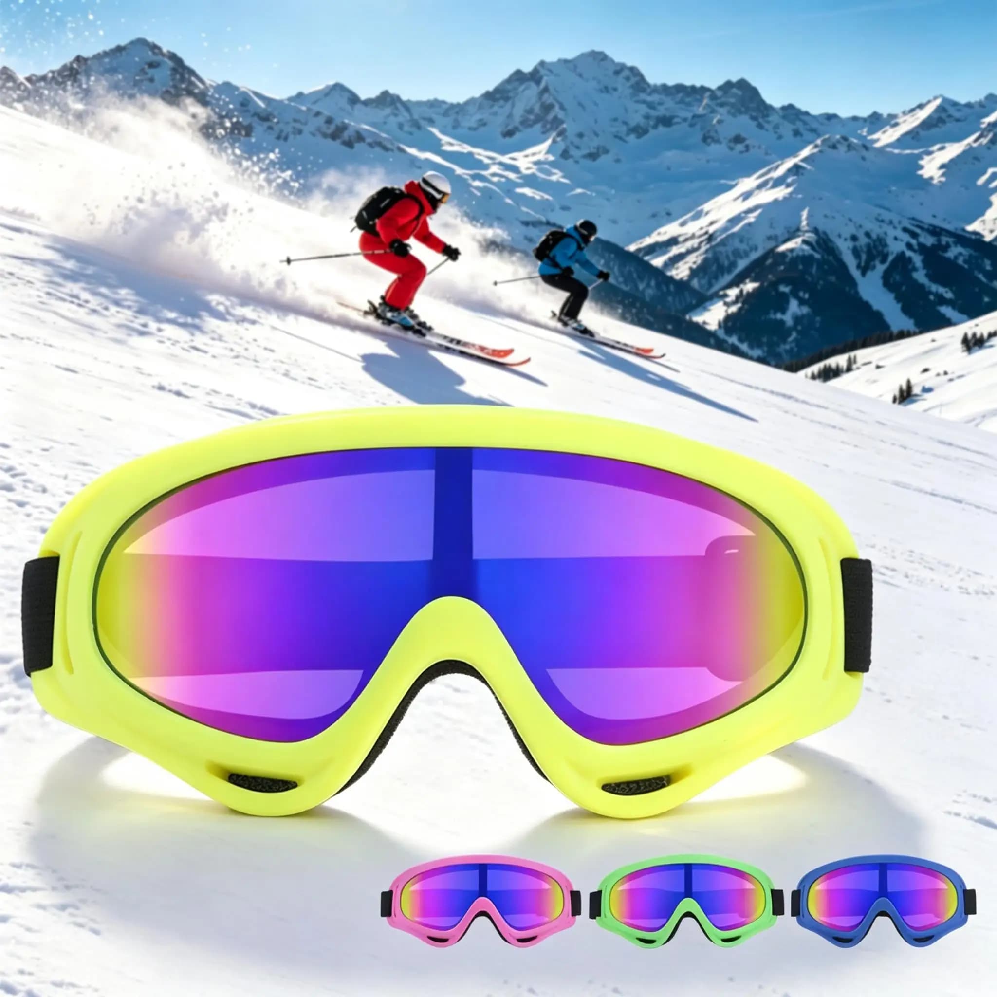 Over-Glasses Ski Goggles For Snow Park Skiing Snowboarding Dirt Bike ATV Riding For Adults Anti-Fog Vent Hole Design