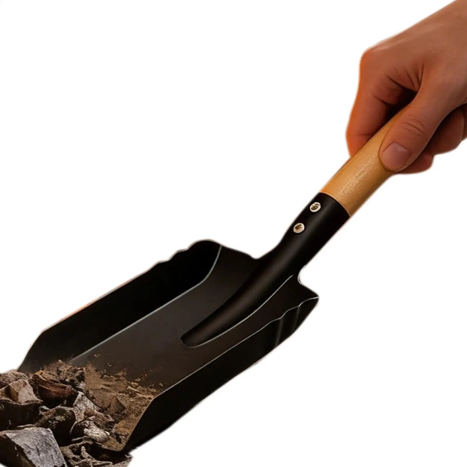 Paletta per Caminetto con Manico in Legno, Paletta per Ceneri per Stufa a Legna, Barbecue, Esterni, Garage, Carbonella, Giardino