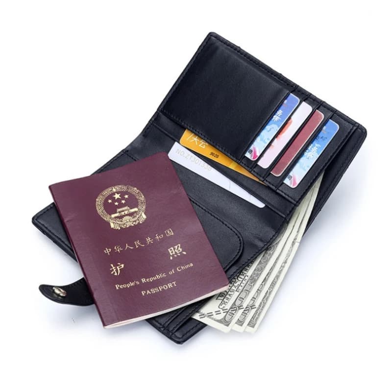 Porta carte da viaggio Porta passaporto in pelle di pecora Protezione Elementi essenziali da viaggio Custodia per passaporto Slot per carte di credito per donne/uomini