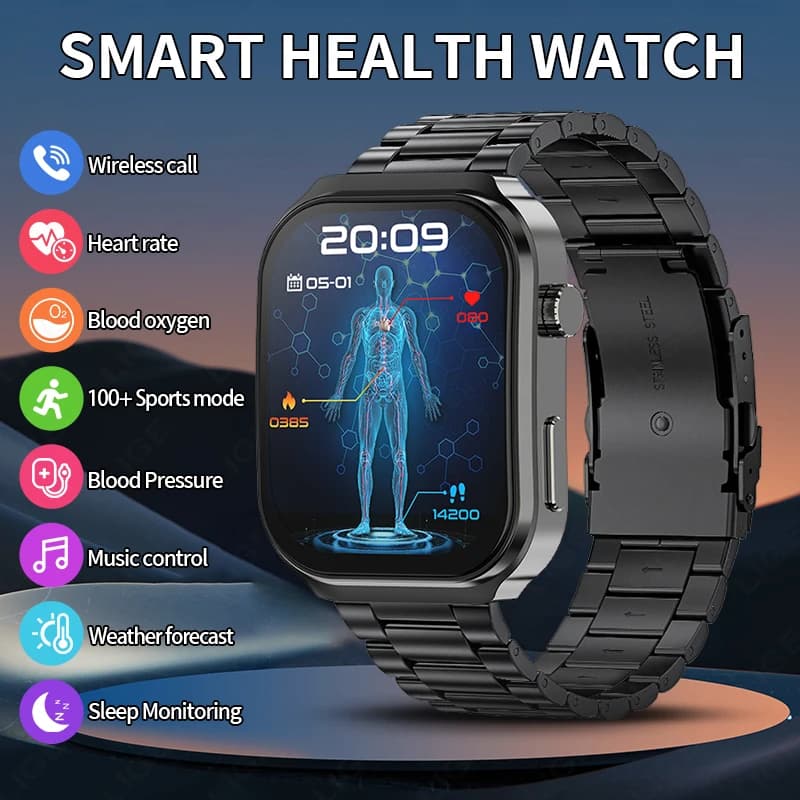 2025 New Urico Acid Fats in Blood Watch Smart Men ECG + PPG Blood Pressure Call Bluetooth Sports For Android Women Health SmartWatch