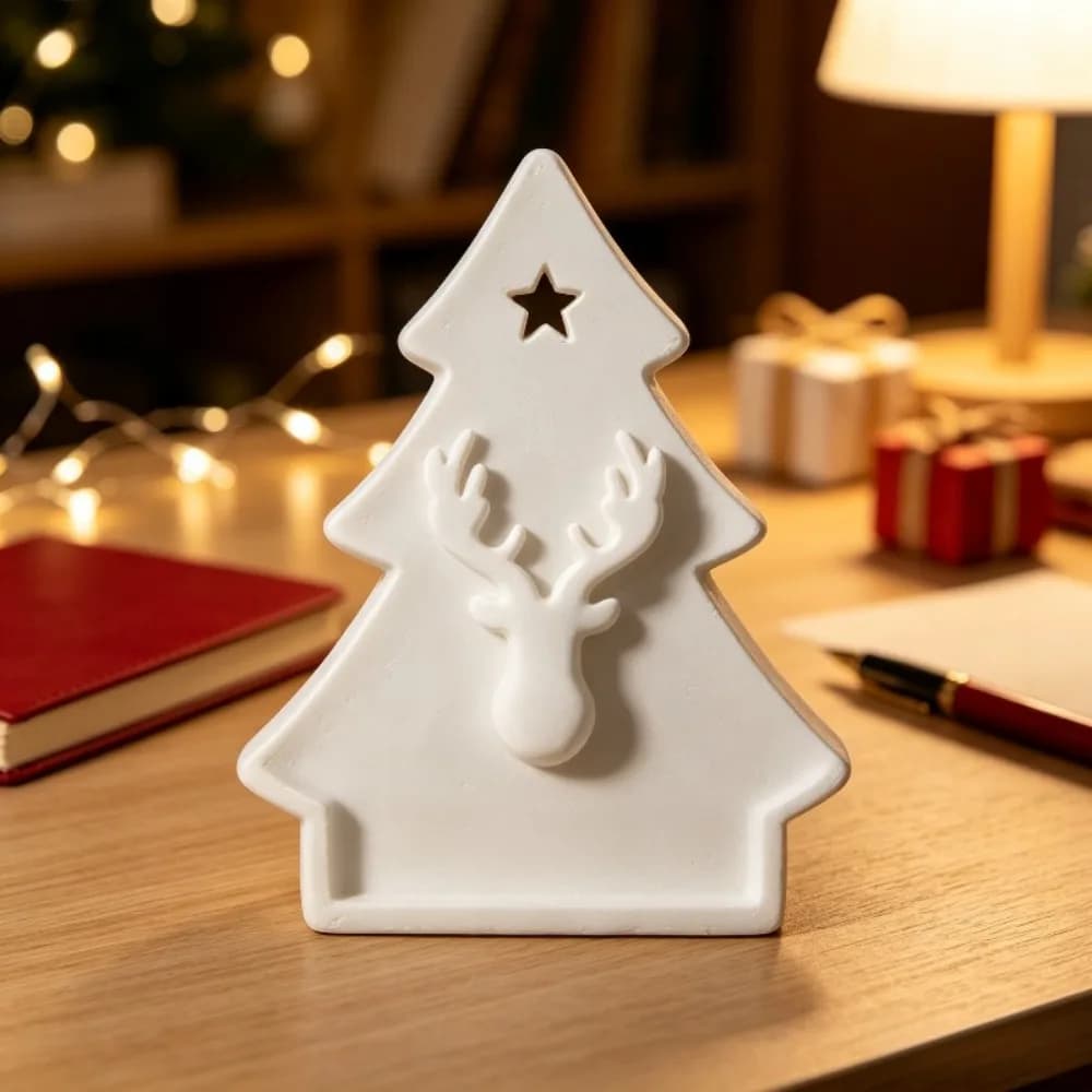 Resin Silicone Mold, Christmas tree deer relief decorative piece mold. The tree body has a deer head cavity .