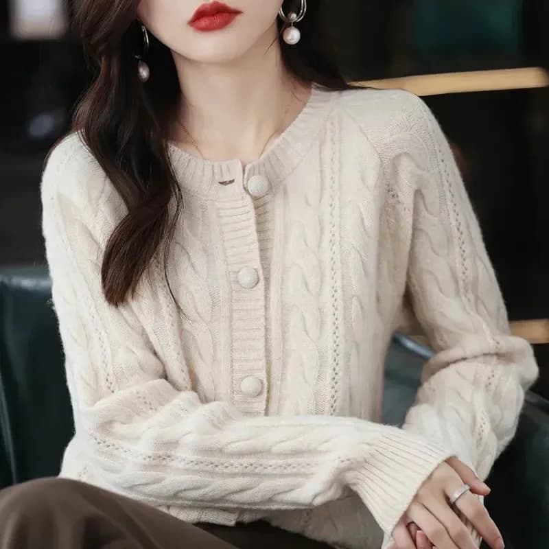 Cardigan da donna Primavera Autunno Inverno Maglioni lavorati a maglia a maniche lunghe O-Collo Basic Spessore caldo Fashin Cardigan coreano Top slim fit
