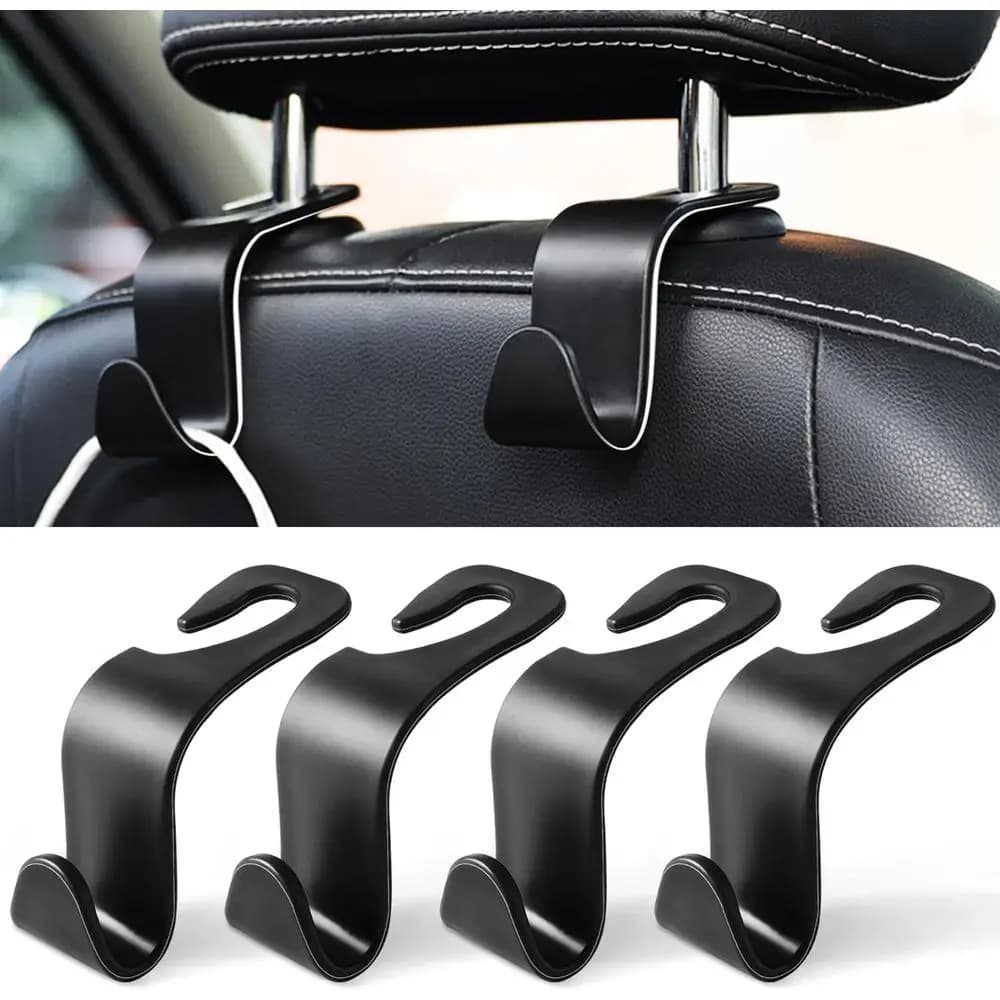 Car Seat Rest Hook, Auto Seat Hook Hangers Storage Organizer Interior Accessories for Coats Umbrellas Grocery Bags Handbag, 4-Pa