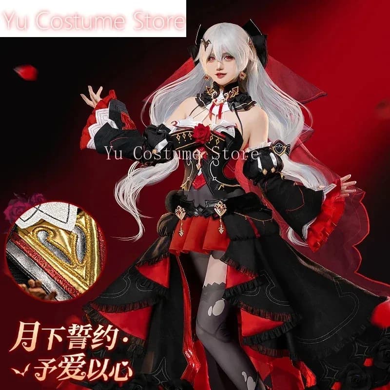 YuCostume Honkai Impact 3rd Theresa Apocalypse Lunar Vow: Crimson Love Game Suit Splendido costume cosplay Halloween Party Outfit