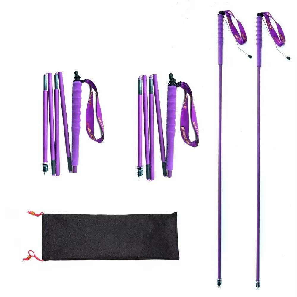 Bastone da Trekking Portatile in Fibra di Carbonio a 5 Sezioni, Leggero, Moderno, con Impugnatura Antiscivolo in EVA